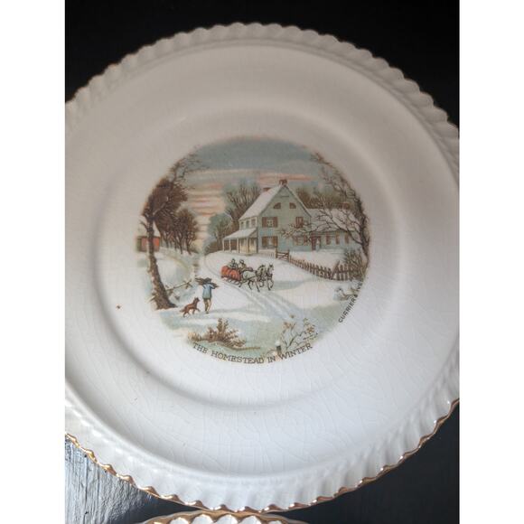 Currier&Ives 7 plate collection with pie server - Picture 9 of 16